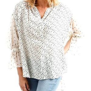 NWT Lucky Brand Mixed Print Peasant Blouse XS